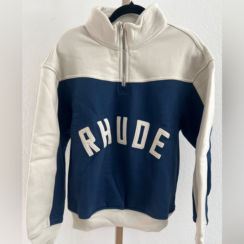 Rhude Contrast Quarter-Zip Varsity Sweatshirt
